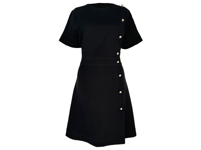 Mini abito Gucci in lana nera con perle sintetiche Nero