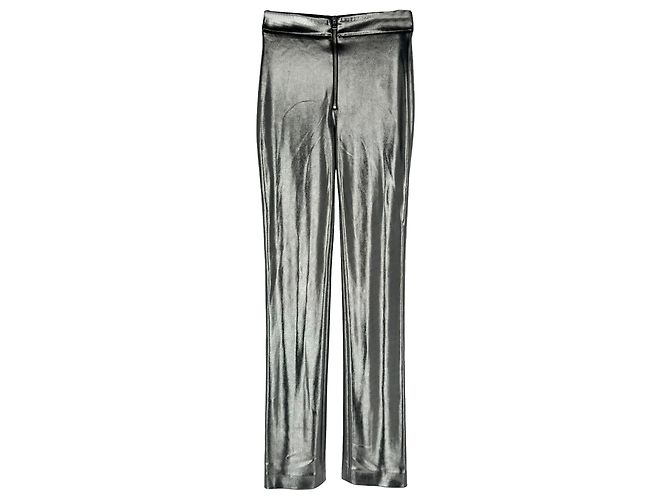 Autre Marque Galvan London gerade geschnittene Hose aus metallic-silbernem Polyester Metallisch