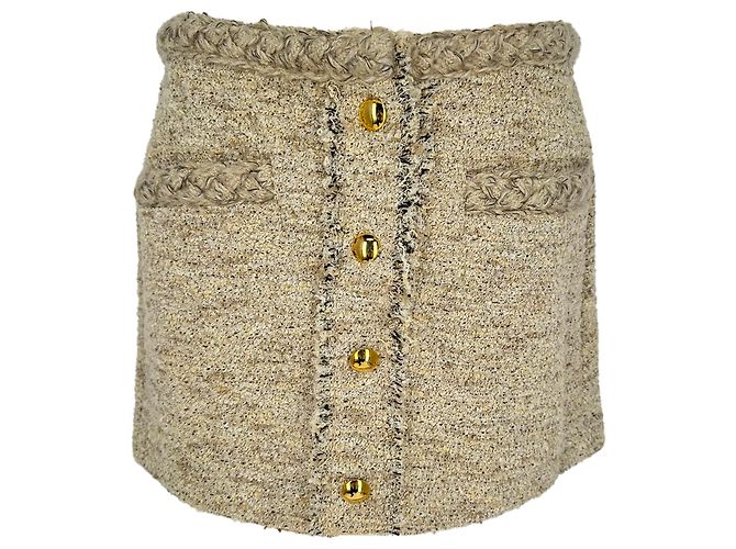 Mini saia de tweed Gleny Isabel Marant em algodão bege