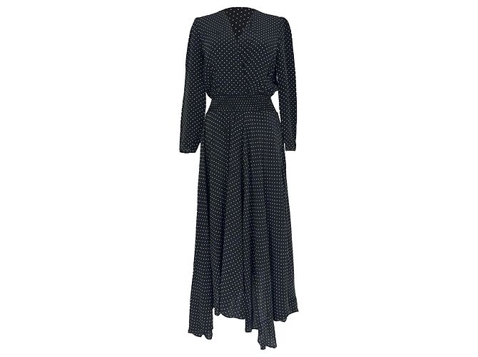 Abito midi a pois con scollo a V Maje in viscosa nera Nero