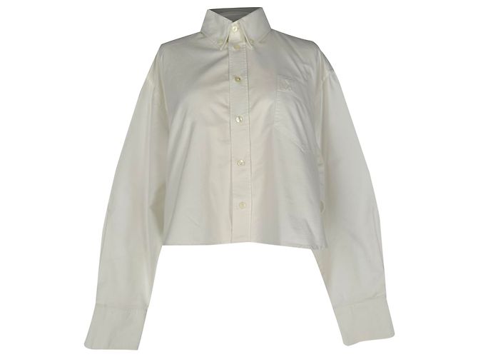 Camicia cropped Ami de Coeur in cotone bianco Crudo