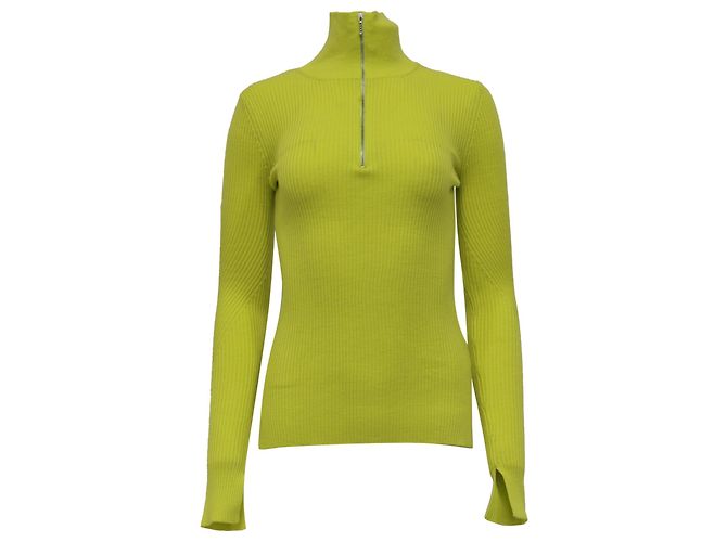 Ganni gerippter Rollkragenpullover aus gelener Merinowolle Gelb
