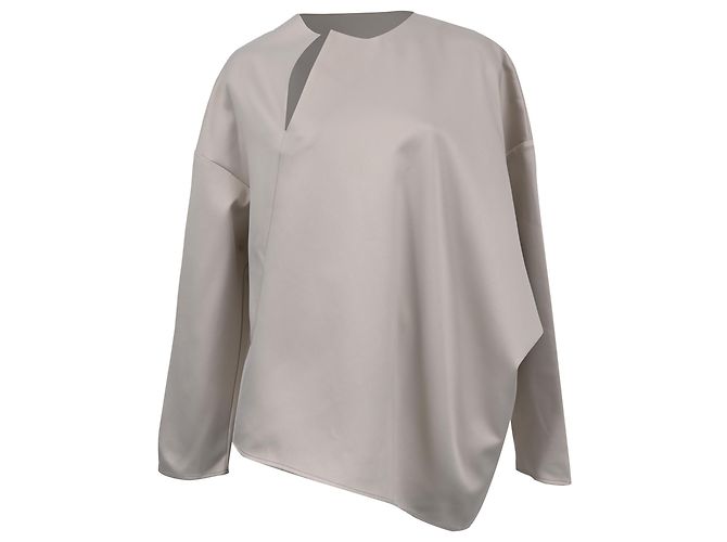 Totême Montbel Bluse mit asymmetrischem Saum aus beigem Polyester