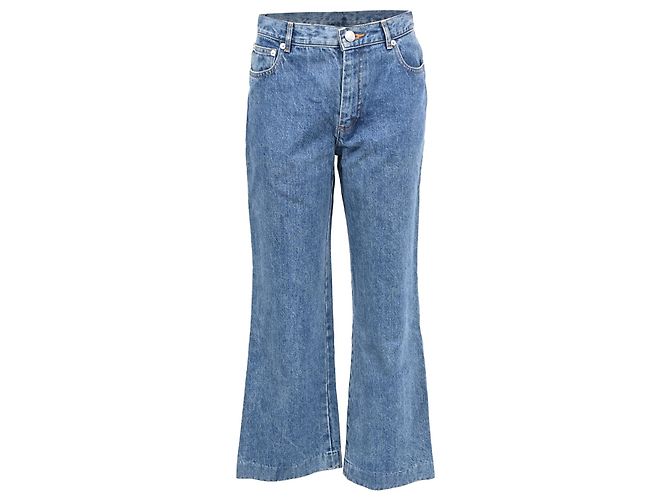 Apc A.P.C. High-Rise Flared Jeans in Blue Cotton