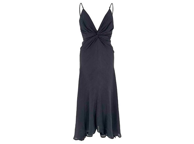 Autre Marque Galvan Escape Twist Front Midi-Kleid aus schwarzem Polyester