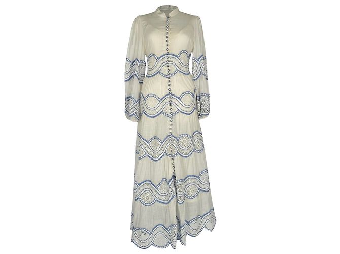 Vestido Maxi Cira em Algodão Branco com Renda Zimmermann