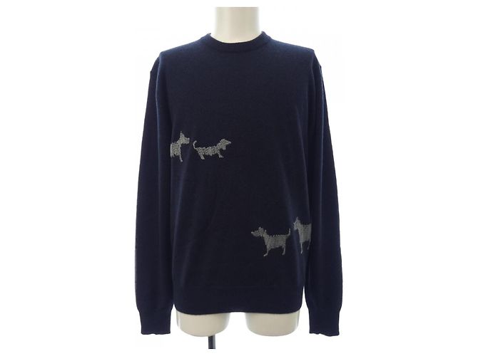 Hermès Hermes Kaschmir-Strickwaren Blau Marineblau