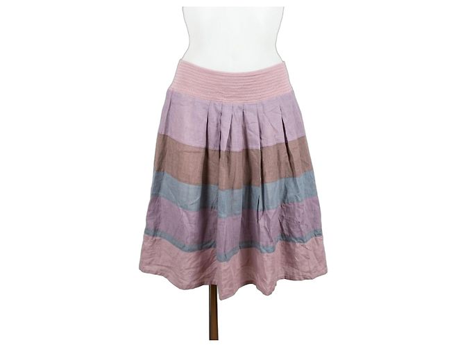 Falda a rayas de algodón Weekend Max Mara Castaño Rosa Gris Púrpura