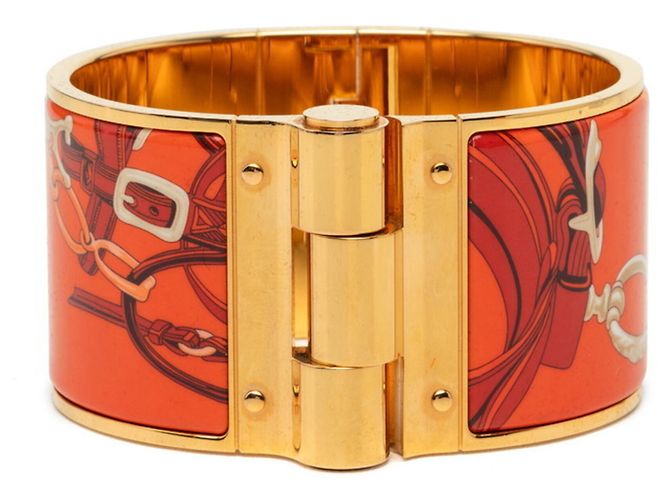 Hermès Pulsera de esmalte oro y naranja Hermes Dorado