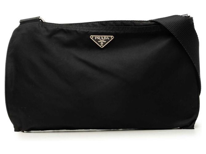 Bolso bandolera Prada con placa de logotipo triangular Negro