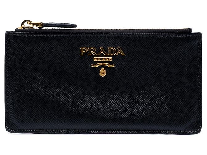 Prada Saffiano Fragment Case Geldbörse/Münzbeutel Schwarz