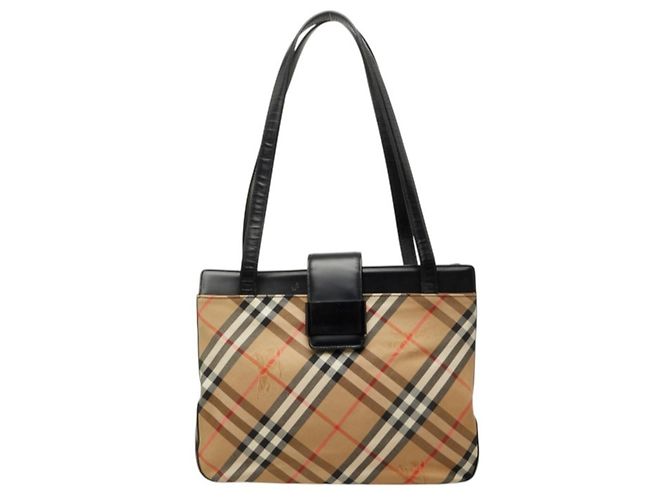Sac cabas Burberry Nova Check Shadow Horse Noir Beige