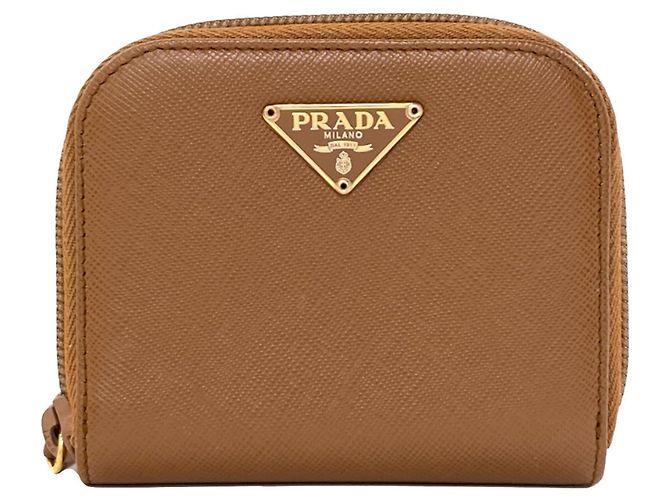 Prada Saffiano Leather Coin Case Brown