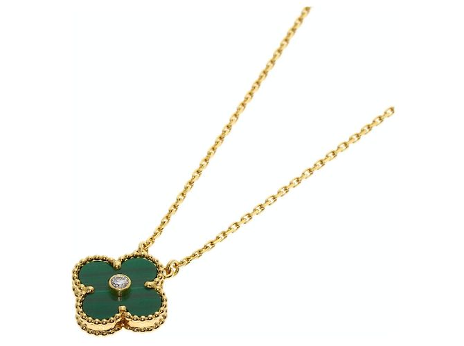 Collana Van Cleef & Arpels Vintage Alhambra Malachite e Diamanti