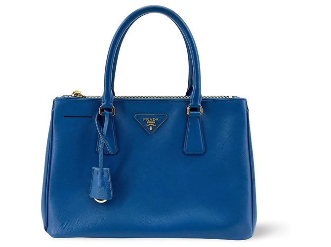 Prada Double Zip Lux Saffiano Leather Medium Blue