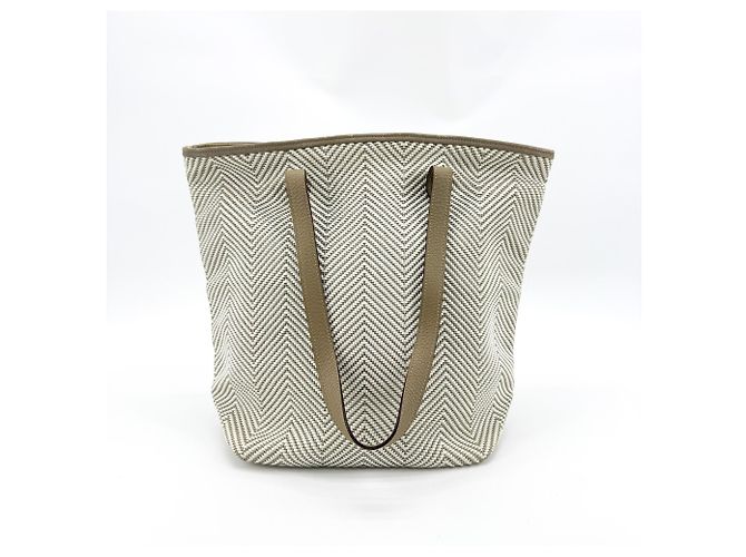 Hermès Hermes Chennai Woven Leather and Canvas Mini Blanc