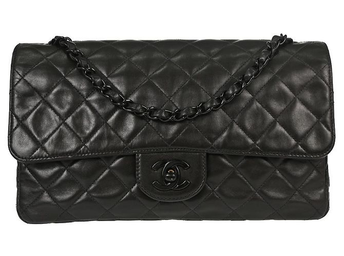 Chanel So Black Classic Single Flap Quilted Lambskin Medium Nero