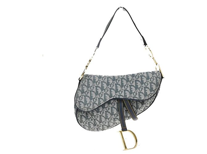 Christian Dior Saddle Oblique Canvas Medium Blu navy