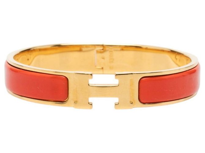 Hermès Hermes Click H GM Emaille-Armband Rot Golden