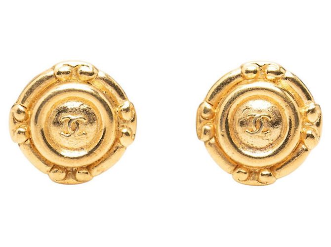 Orecchini rotondi vintage Chanel Coco Mark D'oro