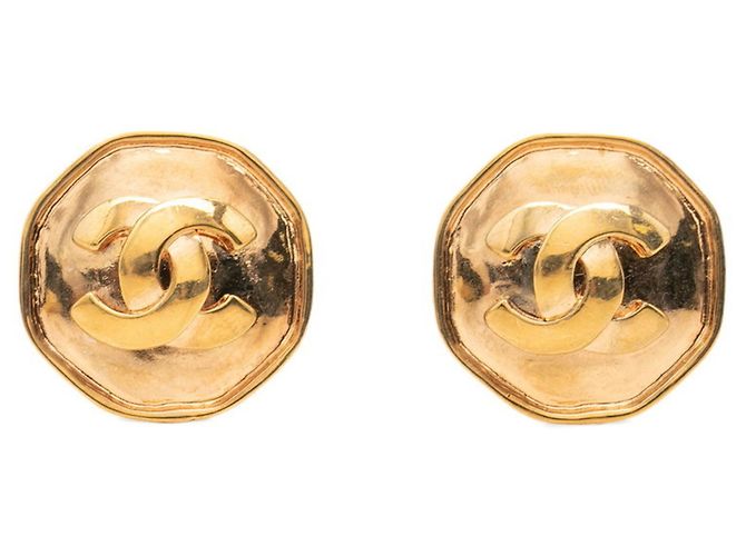 Orecchini ottagonali vintage Chanel Coco Mark D'oro