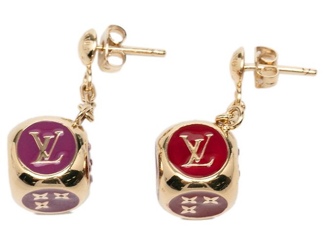 Louis Vuitton Boucles d'Oreilles Cube Swing Doré Violet