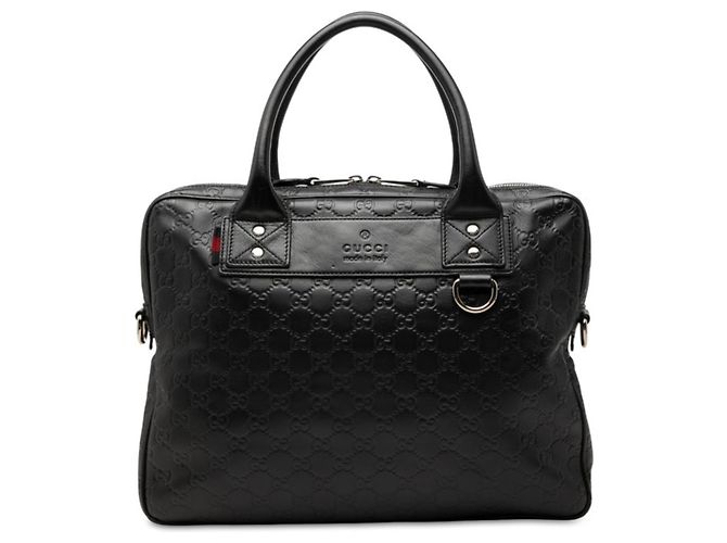 Porte-documents Gucci Guccissima Noir Bleu Marine