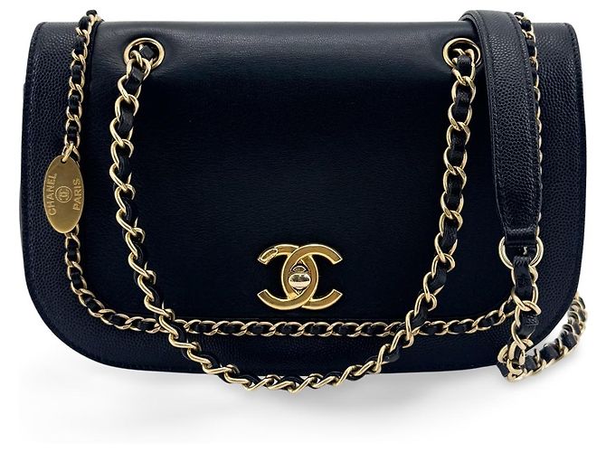 Chanel Flap with Chain Leather Black