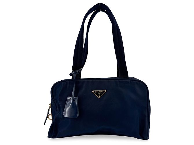Prada Bowling Tessuto Small Blu navy