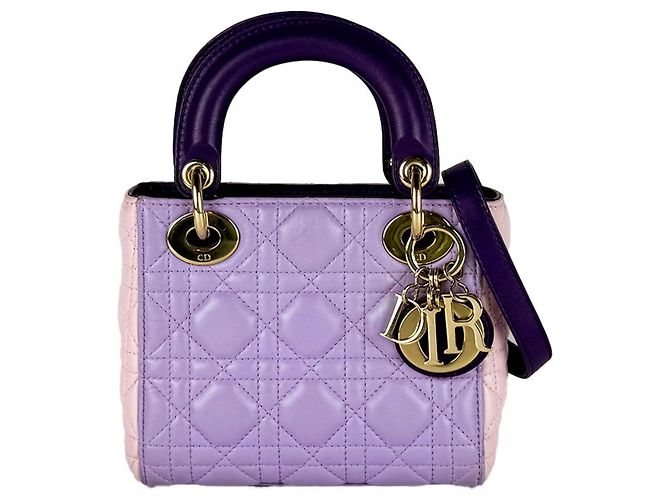 Bolsa Christian Dior Lady Mini Rosa Roxo