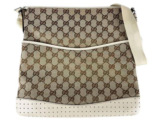 Bolsa de ombro Gucci em castanho e marfim Marrom Cru