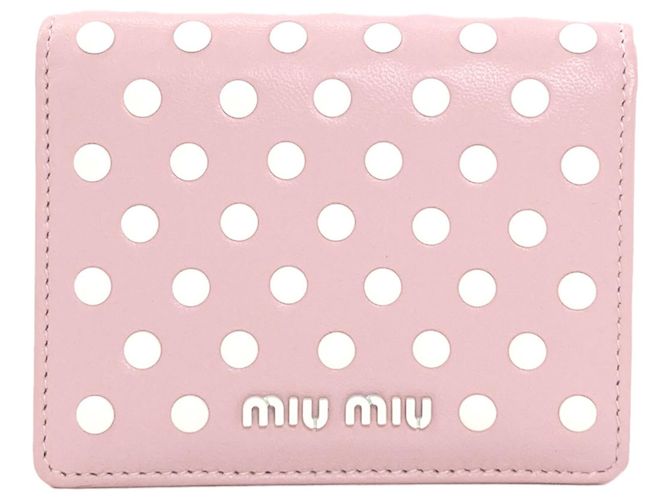 Miu Miu Polka Dot Bi-Fold Leather Wallet Pink