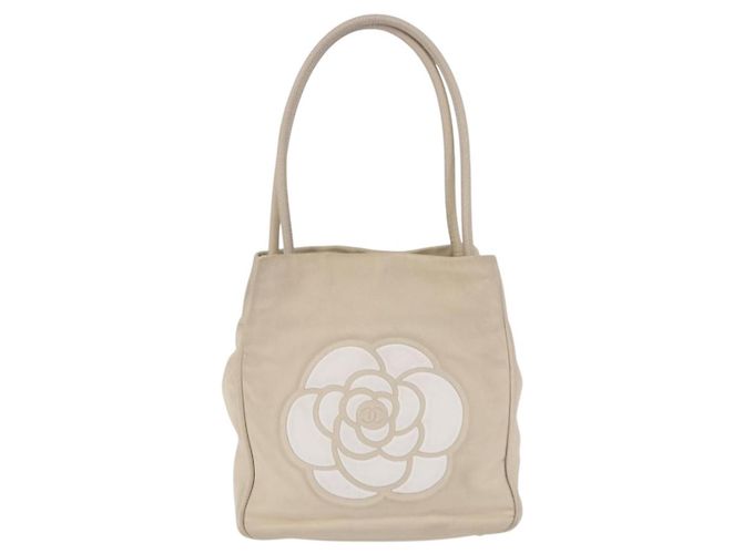 Chanel Camellia Lambskin Medium Beige