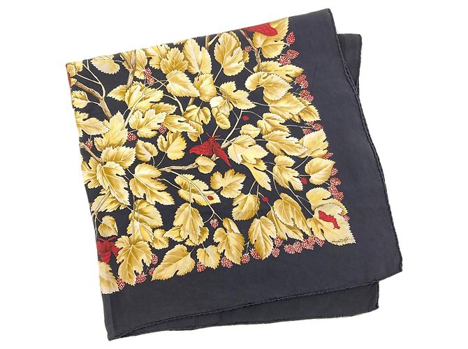 Hermès Lenço Hermes Carre 90 de seda com padrão de árvore Preto