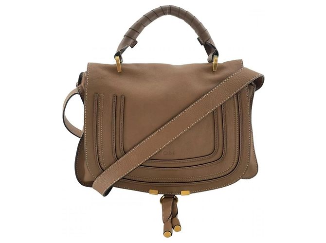 Chloé Marcie Medium Shoulder Bag Brown White