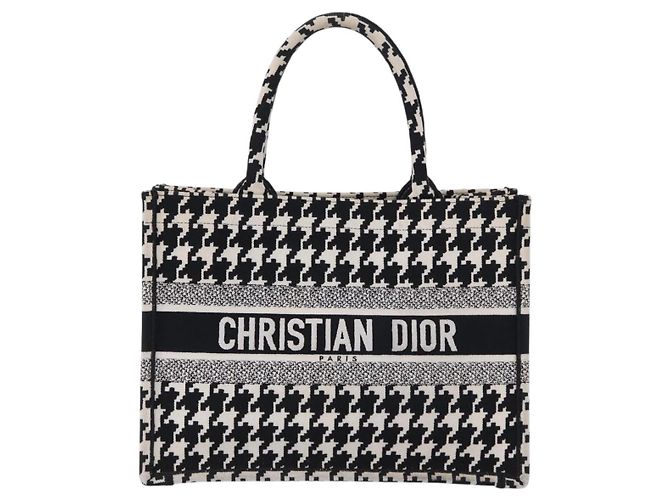 Christian Dior Book Houndstooth Canvas Medium Nero