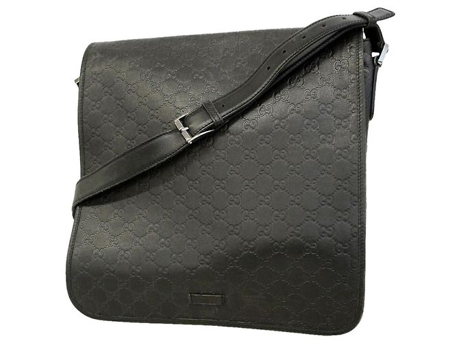 Borsa a tracolla in pelle nera da uomo Gucci Nero