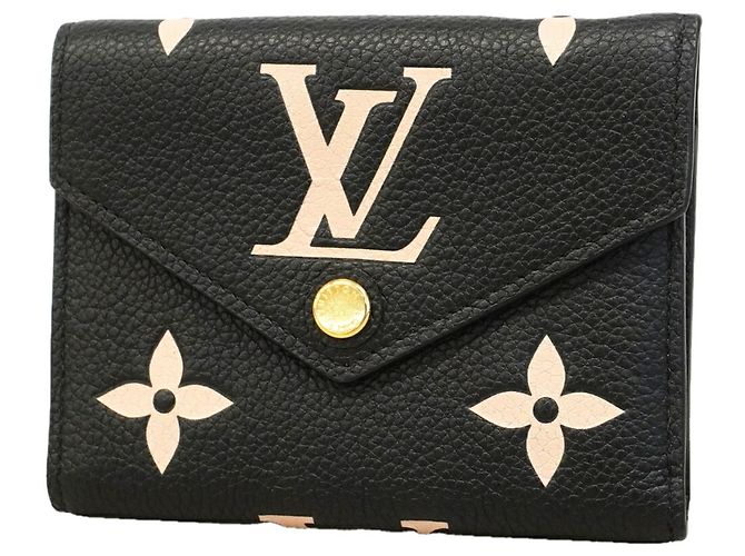 Louis Vuitton Tri-fold Wallet Black Beige