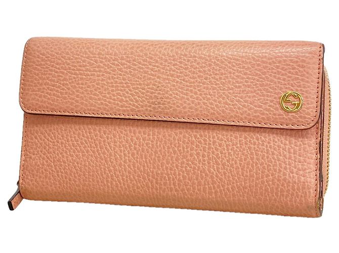 Cartera larga de piel rosa Gucci