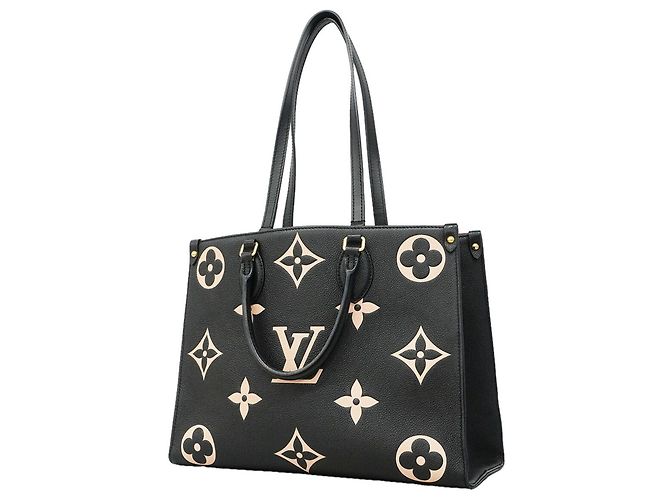 Borsa Tote Louis Vuitton Monogram Empreinte Bicolor OnTheGo MM Nero Beige