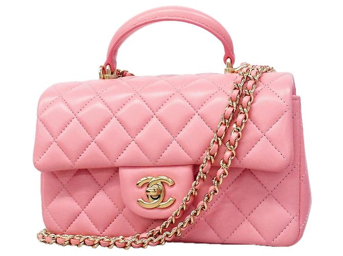 Bolsa de Ombro com Corrente Chanel Matelassé Rosa
