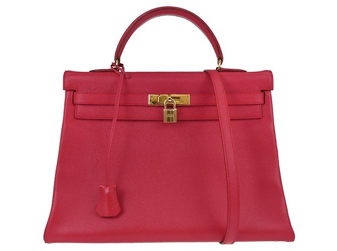 Hermès Hermes Kelly Red Courchevel avec Gold Hardware 35 Rouge