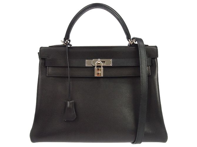 Hermès Hermes Kelly Black Evercalf avec Palladium Hardware 32 Noir