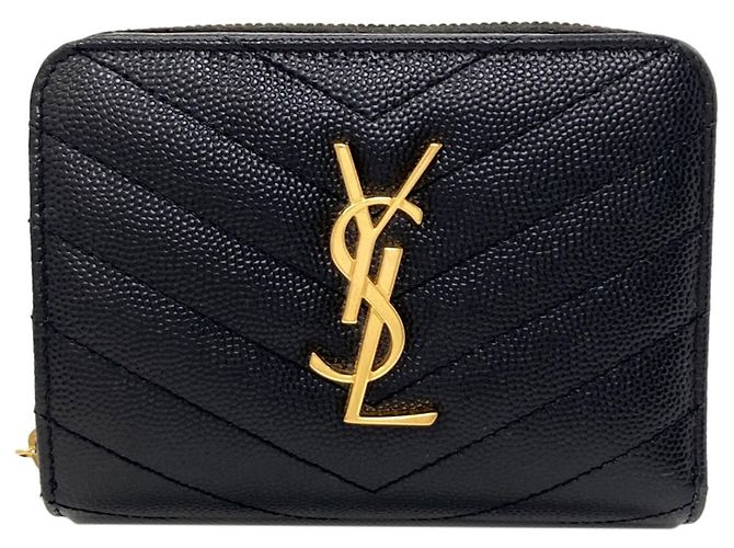Autre Marque Portafoglio bi-fold in pelle Saint Laurent Cassandra Nero