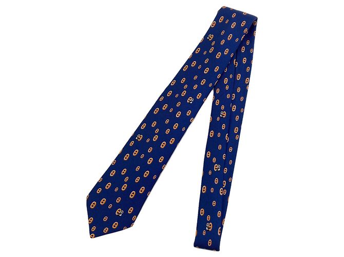 Hermès Hermes Maillon Panda Silk Tie for Men Blue