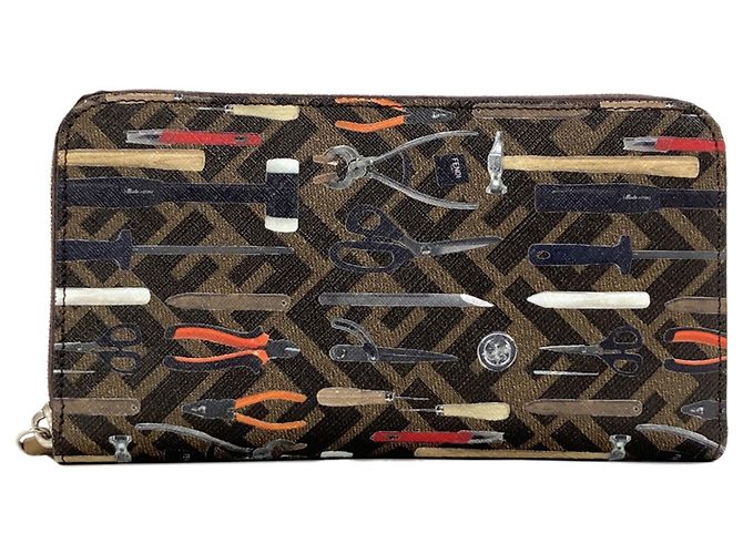 Fendi Zucca Pattern Long Wallet Brown