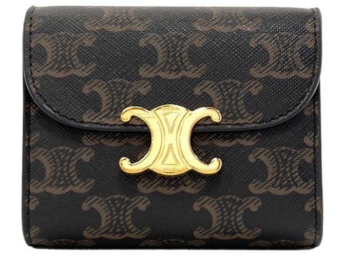 Céline Portefeuille à rabat Small Flap Wallet Triomphe Celine Marron foncé