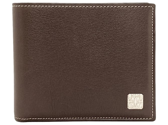 Cartier Logo Bi-fold Leather Wallet for Men Dark brown