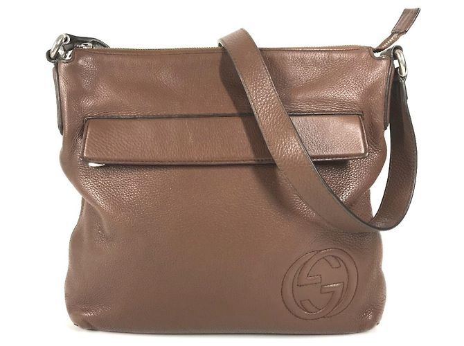 Bolsa de Ombro Gucci Interlocking G Logo Marrom