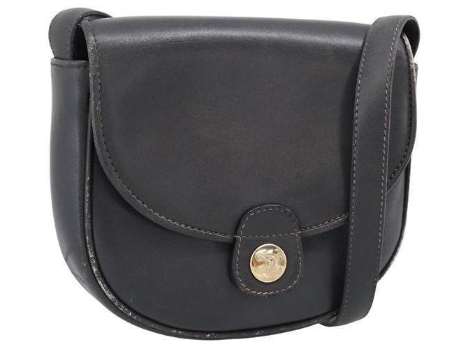 Céline Bolsa de Ombro CELINE em Couro Cinza e Ouro Auth ka6378 Marrom Dourado